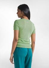 T-SHIRT PLISSETTATA IN DOPPIO STRATO DI TULLE VERDE - LIME GREEN | DEHA