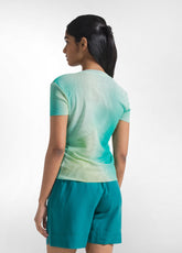 PLEATED T-SHIRT IN DOUBLE-LAYER ALL-OVER TULLE - BLUE - AQUA | DEHA
