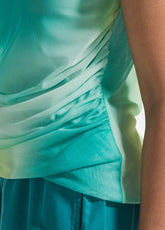 PLEATED T-SHIRT IN DOUBLE-LAYER ALL-OVER TULLE - BLUE - AQUA | DEHA