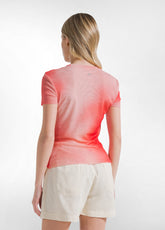 Pleated T-Shirt In Double-Layer All-Over Tulle - Red - SUNSET RED | DEHA