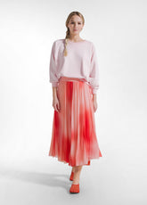 GONNA PLISSETTATA IN TULLE ALLOVER ROSSO - SUNSET RED | DEHA