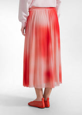 GONNA PLISSETTATA IN TULLE ALLOVER ROSSO - SUNSET RED | DEHA