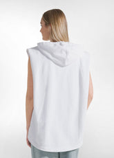 Sleeveless Sweatshirt With Zip And Faded Effect - - WHITE | DEHA