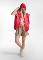 Sleeveless Sweatshirt With Zip And Faded Effect - - POPPY RED | DEHA