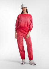 COMPLETO FELPA GIROCOLLO E PANTALONI BALLOON EFFETTO SFUMATO ROSSO - Tute e Comfort Sets | DEHA