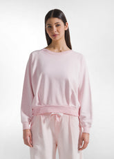 Crew Neck Sweatshirt With Shaded Effect - Pink - BLUSH PINK | DEHA