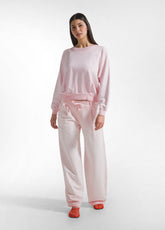 Crew Neck Sweatshirt With Shaded Effect - Pink - BLUSH PINK | DEHA