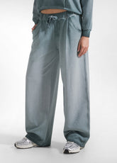 COMPLETO FELPA GIROCOLLO E PANTALONI WIDE LEG EFFETTO SFUMATO VERDE - | DEHA