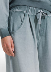 COMPLETO FELPA GIROCOLLO E PANTALONI WIDE LEG EFFETTO SFUMATO VERDE - Tute e Comfort Sets | DEHA