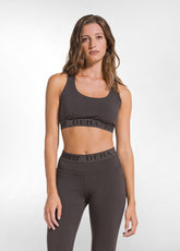 SHORT RACER-BACK TOP IN STRETCH JERSEY - BROWN - COCOA BROWN | DEHA