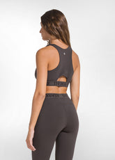 SHORT RACER-BACK TOP IN STRETCH JERSEY - BROWN - COCOA BROWN | DEHA