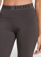 LOGO STRETCH JERSEY LEGGINGS - BROWN - COCOA BROWN | DEHA