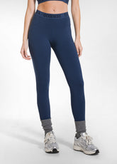LEGGINGS IN JERSEY STRETCH CON LOGO BLU - BLU NAVY | DEHA