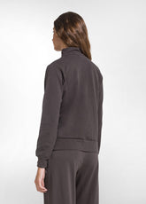 ZIP-UP STRETCH SWEATSHIRT WITHOUT HOOD - BROWN - COCOA BROWN | DEHA