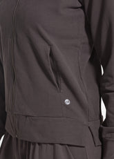 ZIP-UP STRETCH SWEATSHIRT WITHOUT HOOD - BROWN - COCOA BROWN | DEHA