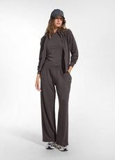 ZIP-UP STRETCH SWEATSHIRT WITHOUT HOOD - BROWN - COCOA BROWN | DEHA