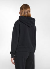 FELPA IN COTONE STRETCH CON ZIP E CAPPUCCIO NERO - BLACK | DEHA