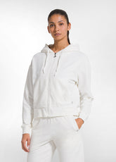 STRETCH COTTON ZIP-UP HOODIE - WHITE - SOFT IVORY | DEHA