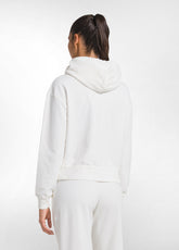 STRETCH COTTON ZIP-UP HOODIE - WHITE - SOFT IVORY | DEHA
