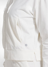 STRETCH COTTON ZIP-UP HOODIE - WHITE - SOFT IVORY | DEHA