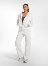 STRETCH COTTON ZIP-UP HOODIE - WHITE - SOFT IVORY | DEHA