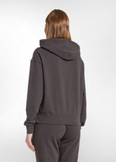 FELPA IN COTONE STRETCH CON ZIP E CAPPUCCIO MARRONE - COCOA BROWN | DEHA