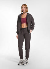 FELPA IN COTONE STRETCH CON ZIP E CAPPUCCIO MARRONE - COCOA BROWN | DEHA