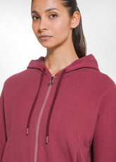STRETCH COTTON ZIP-UP HOODIE - RED - CHERRY RED | DEHA
