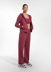 STRETCH COTTON ZIP-UP HOODIE - RED - CHERRY RED | DEHA