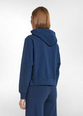 STRETCH COTTON ZIP-UP HOODIE - BLUE - BLU NAVY | DEHA