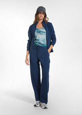 STRETCH COTTON FLEECE TROUSERS - BLUE - BLU NAVY | DEHA