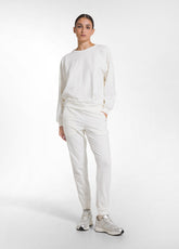 WHITE STRETCH COTTON CREWNECK SWEATSHIRT AND JOGGERS SET - | DEHA
