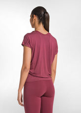 YOGA T-SHIRT WITH FRONT KNOT DETAIL - RED - CHERRY RED | DEHA