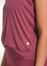 YOGA T-SHIRT WITH FRONT KNOT DETAIL - RED - CHERRY RED | DEHA