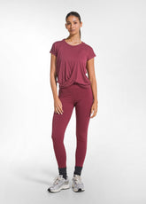 YOGA T-SHIRT WITH FRONT KNOT DETAIL - RED - CHERRY RED | DEHA