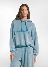 MARBLED COTTON HOODIE - MULTICOLOR - MARBLED LIGHT BLUE | DEHA