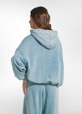 MARBLED COTTON HOODIE - MULTICOLOR - MARBLED LIGHT BLUE | DEHA
