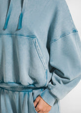MARBLED COTTON HOODIE - MULTICOLOR - MARBLED LIGHT BLUE | DEHA