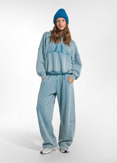 MARBLED COTTON HOODIE - MULTICOLOR - MARBLED LIGHT BLUE | DEHA