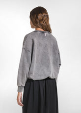 ORGANIC COTTON CREWNECK SWEATSHIRT WITH OTHER GRAPHIC - MARBLED COCOA BROWN | DEHA