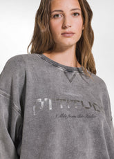 ORGANIC COTTON CREWNECK SWEATSHIRT WITH OTHER GRAPHIC - MARBLED COCOA BROWN | DEHA