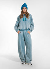 ACID-WASHED ORGANIC COTTON COMFORT TROUSERS - MULT - MARBLED LIGHT BLUE | DEHA
