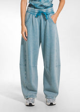 ACID-WASHED ORGANIC COTTON COMFORT TROUSERS - MULT - MARBLED LIGHT BLUE | DEHA