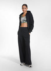 FELPA IN COTONE ORGANICO CON ZIP E CAPPUCCIO NERO - BLACK | DEHA