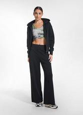 BLACK ORGANIC COTTON SWEATSHIRT AND PALAZZO PANTS SET - | DEHA