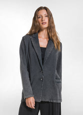BLAZER IN COTONE ORGANICO MARMORIZZATO NERO - BLACK | DEHA