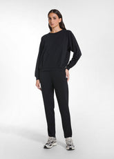 TUTA FELPA GIROCOLLO E PANTALONI SLIM FIT IN COTONE STRETCH NERO - | DEHA