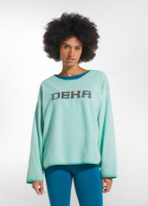 FELPA GIROCOLLO CON RICAMO IN PILE VERDE - AQUA JADE GREEN | DEHA