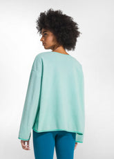 FELPA GIROCOLLO CON RICAMO IN PILE VERDE - AQUA JADE GREEN | DEHA