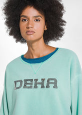 FELPA GIROCOLLO CON RICAMO IN PILE VERDE - AQUA JADE GREEN | DEHA